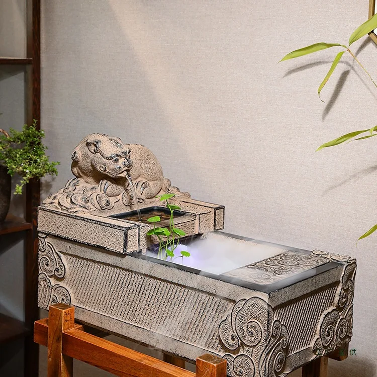 Fountain flowing water ornament, living room indoor circulating water landscape, stone trough water system landscaping