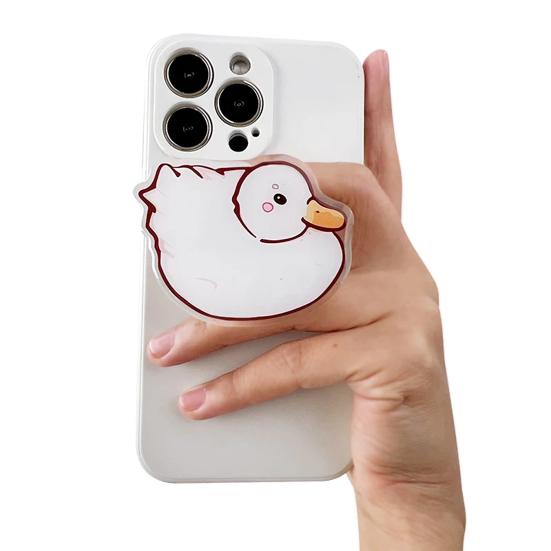 Cute little white Duck Lazy Phone Holder Stand INS Phone Finger Holder Fold Grip Air Sac Ring Mobile Stand Tok Support