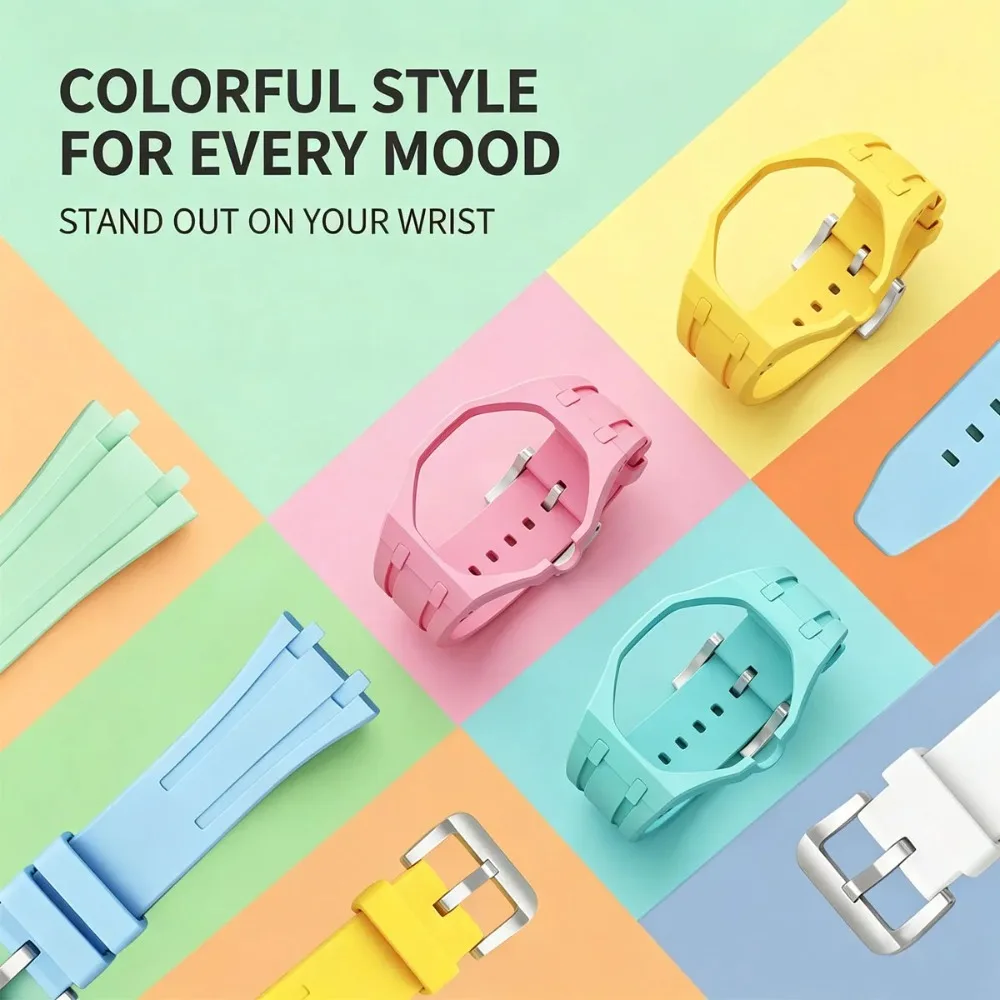 Bioceramic Case+Silicone Strap for Swatch X AP Royal Pop Pocket Watch Changer To Bracelet 2in1 Modification Kit Comfortable Band
