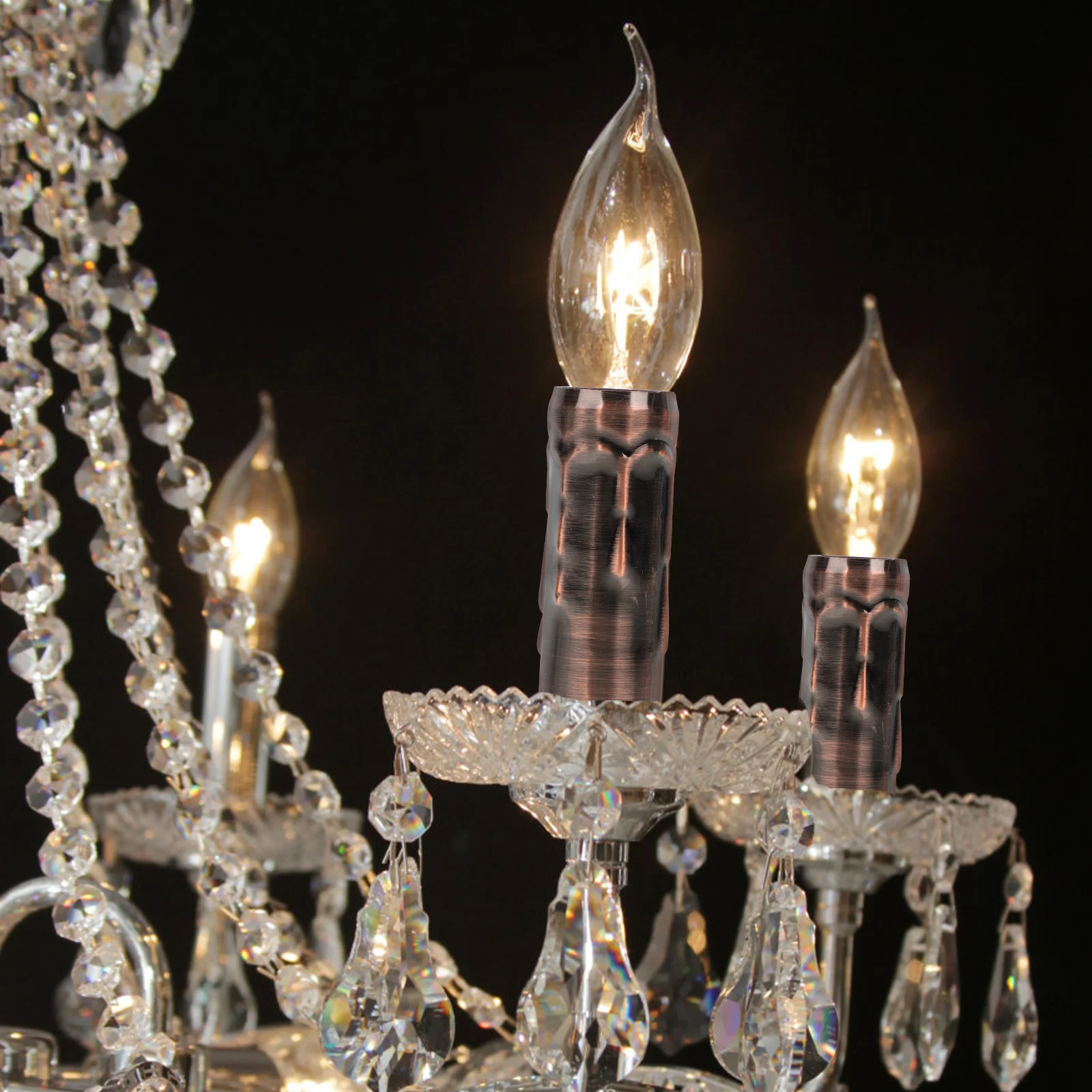 

6 Pcs Tear Pattern Light Bulb Socket Covers Lamp Base Sleeves Crystal Ch Parts DIY Lighting Decor Accessories Heat