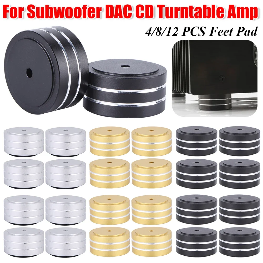 Almohadilla para pies de aislamiento de altavoz, aisladores de Audio de aleación de aluminio para subwoofer, DAC, CD, tocadiscos, amplificador, 4/8/12 Uds.