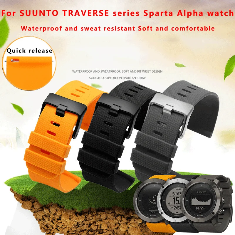 For SUUNTO TRAVERSE series Sparta Alpha watch 24mm Fashion Silicone Watch strap Black Orange Gray Nylon Rubber Soft Watchband