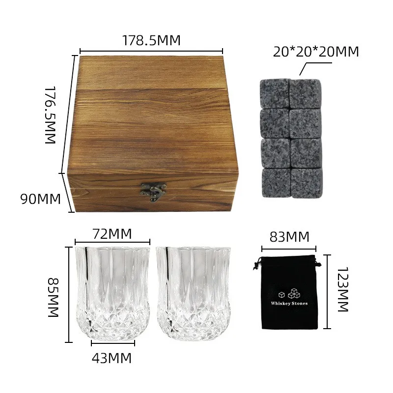 Marble Ice Wine Stone Scatola di Legno Set Ice Wine Stone Ice Blocks