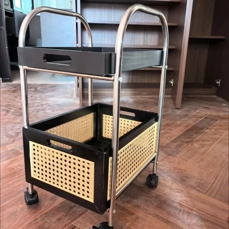 DIY antique trolley with wheels, shelf floor-to-ceiling mobile retro trolley