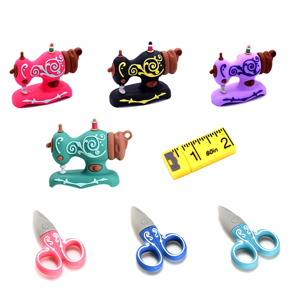 Cartoon USB 2.0 Flash Drive Red Pen usb 128GB 64GB 32GB Full Set Tailor Sewing Machine Scissors Pen Drive 16GB Waterproof U disk