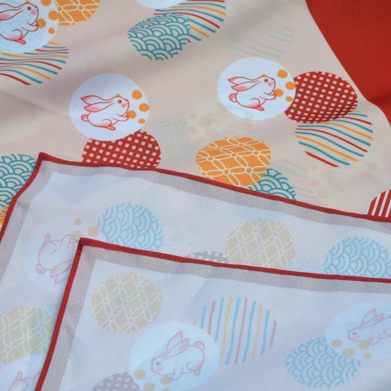 Japanese Style Handkerchief Furoshiki Polyester Material /Concise Style Rabbit One Side Printed /Many Uses