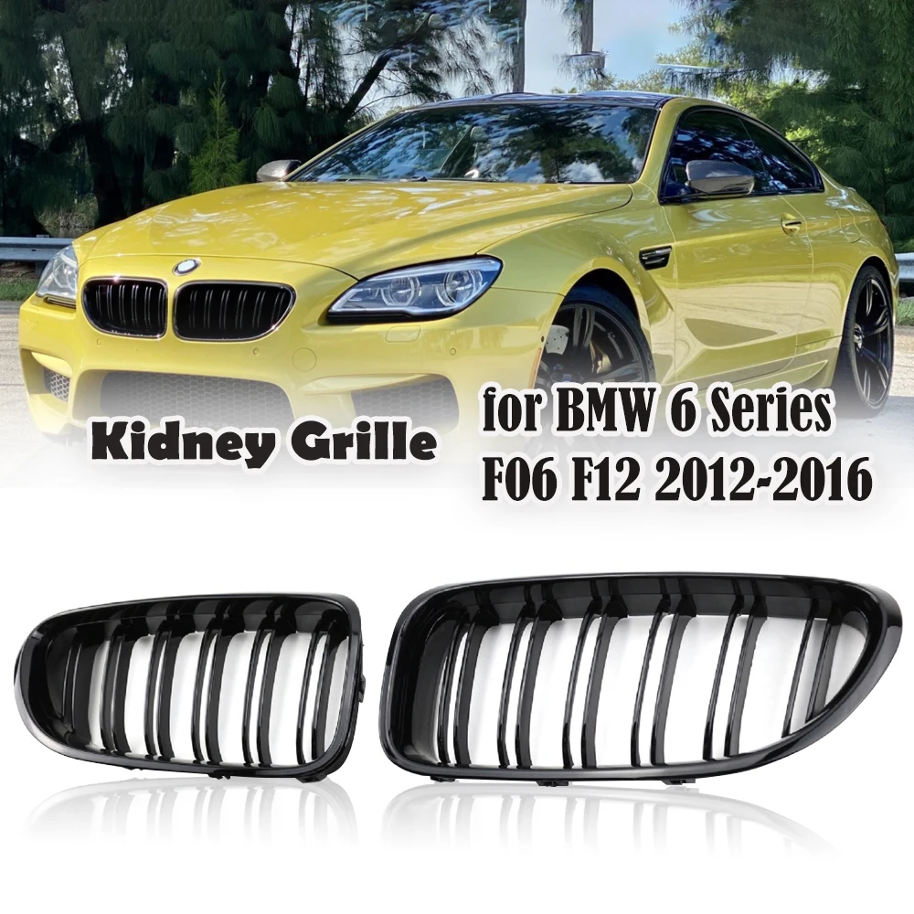 

Car Front Hood Bumper Kidney Grill for BMW 2012-2017 6 Series F06 F12 F13 Gloss Black Dual Line Racing Grills Replacement Grille