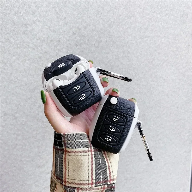

For AirPods 4 3 2 1 Pro Pro2 Earphone Case 3D Creative Car Key Case Silicone Cartoon Headphone Box With Pendant Cover