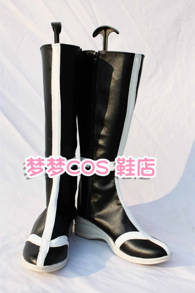 Chaussures de Costume de Cosplay JP Anime Bleach Inoue Orihime, bottes noires en Faux cuir faites à la main