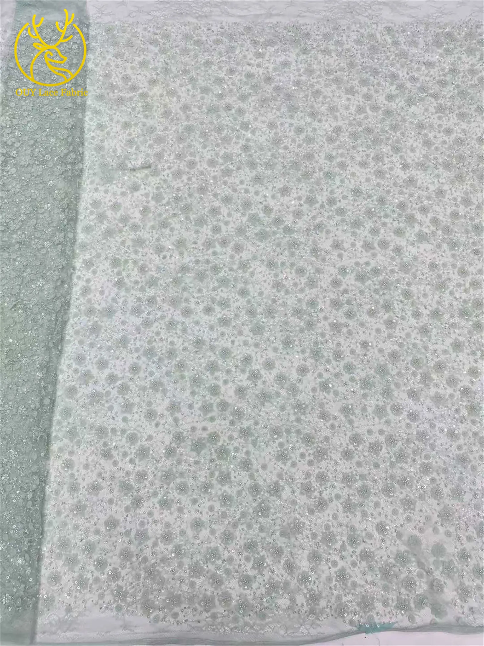 Neuester Spitzenstoff mit Pailletten und Perlen, 2026, hochwertiger afrikanischer nigerianischer Spitzenstoff, Hochzeitskleid und Abendkleid, Nähen, 5 Yards – Detail 11