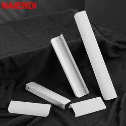 NAIERDI 800mm White Hidden Cabinet Pulls Drawer Knobs Long Pull Aluminum Alloy Kitchen Cupboard Furniture Handles Cabinet Knob