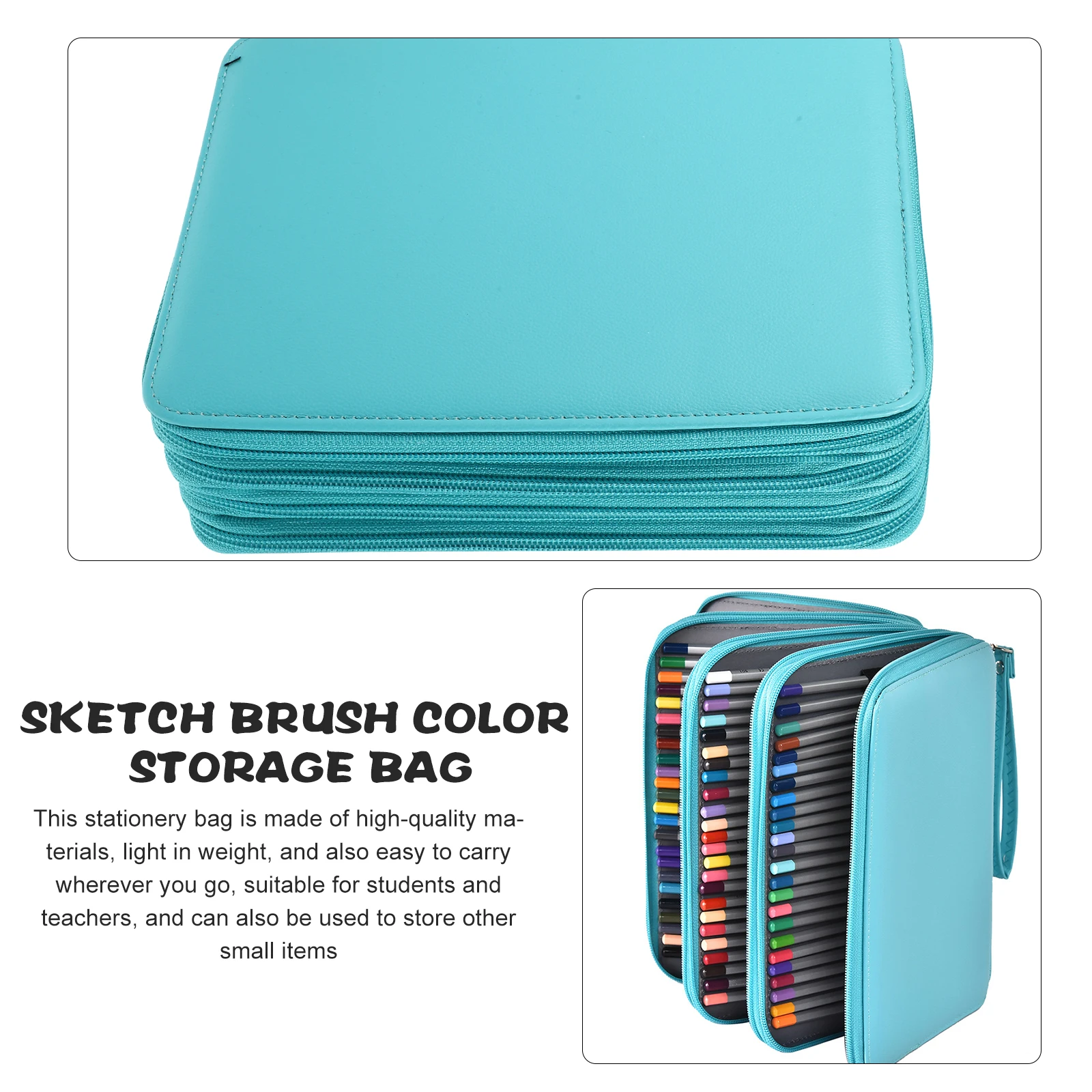 

Art Storage Pen Bag Stationery Pouch Pencil Holder Artist Case Colored Lead for Sketch Pu Material