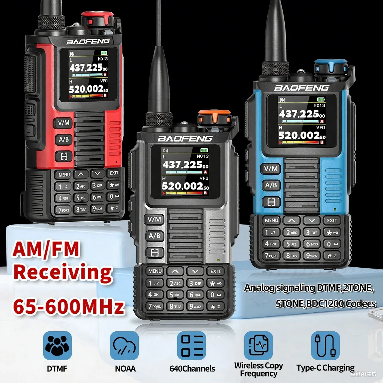 Baofeng UV-K67 PRO Walkie Talkies Long Range Multi Band DTMF Wireless Copy Frequency 640CH NOAA Type-C outdoor Ham Two Way Radio