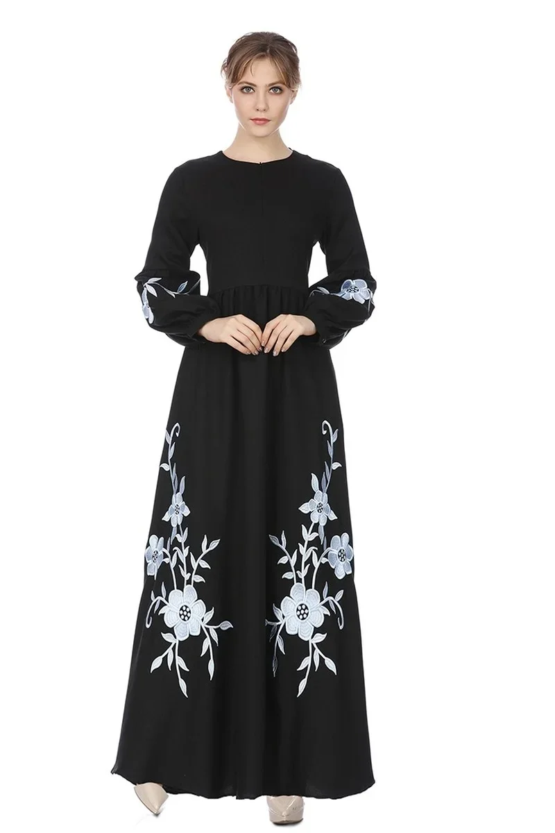 Chiffon Embroidery Abaya Dubai Muslim Dress Women Long Abayas for Women Caftan Marocain Kaftan Islam Eid Mubarak Ramadan Robes