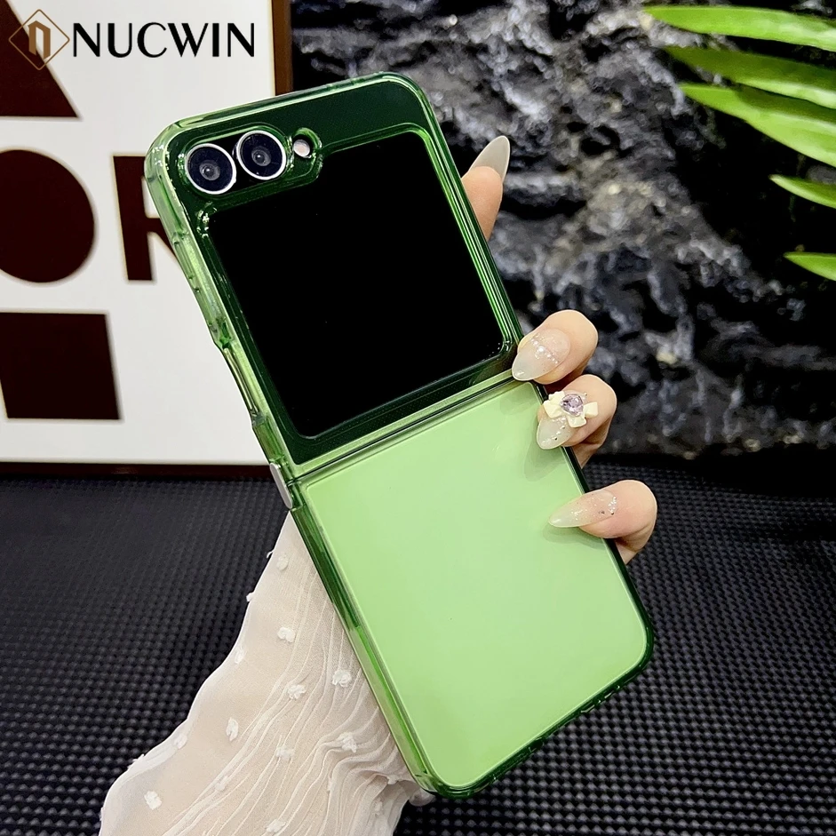 Candy Colored Transparent Silicone Phone Case for Samsung Galaxy Z Flip 5 6 Flip5 Flip6 5G Soft Shockproof Metal Connector Cove