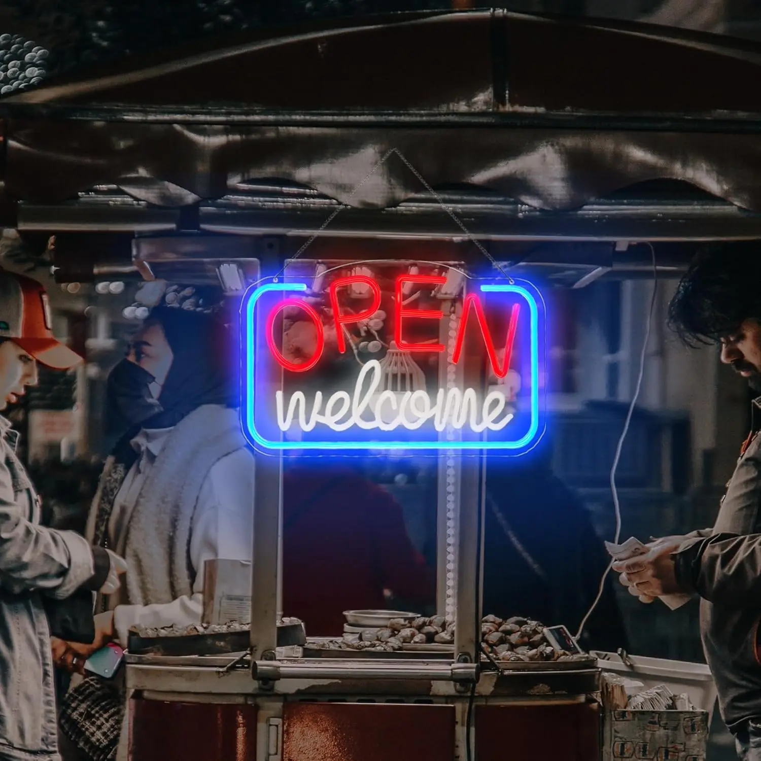 Open Welcome Neon Signs for Business USB Dimmable Neon Light for Window Resturant Bar Coffee Salon Store Decoration Gift