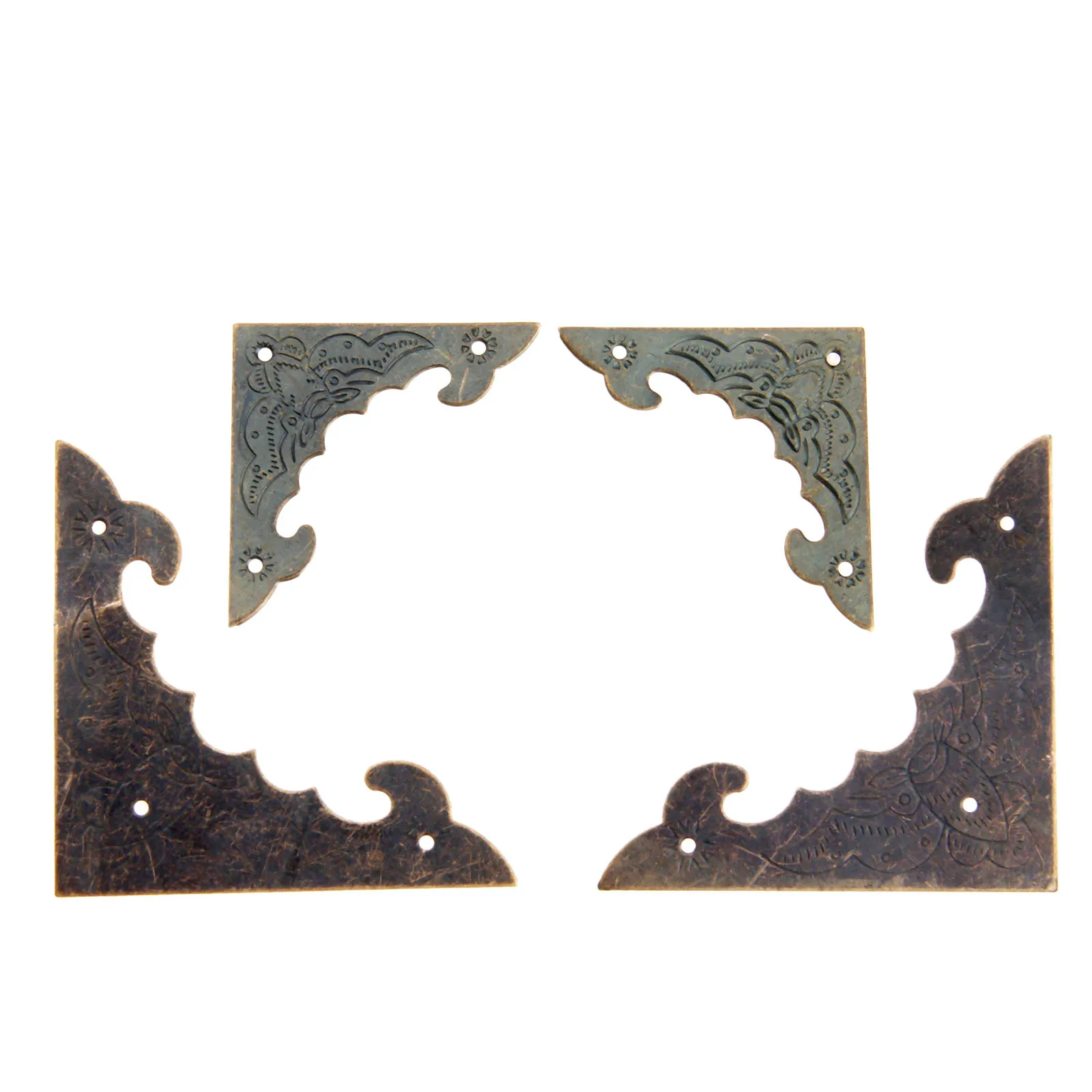 16Pcs Vintage Metal Flat Corner Protectors Decorative Furniture Guard Edge Cover w/Nails for Jewelry Box Case Gift Box 40mm/58mm