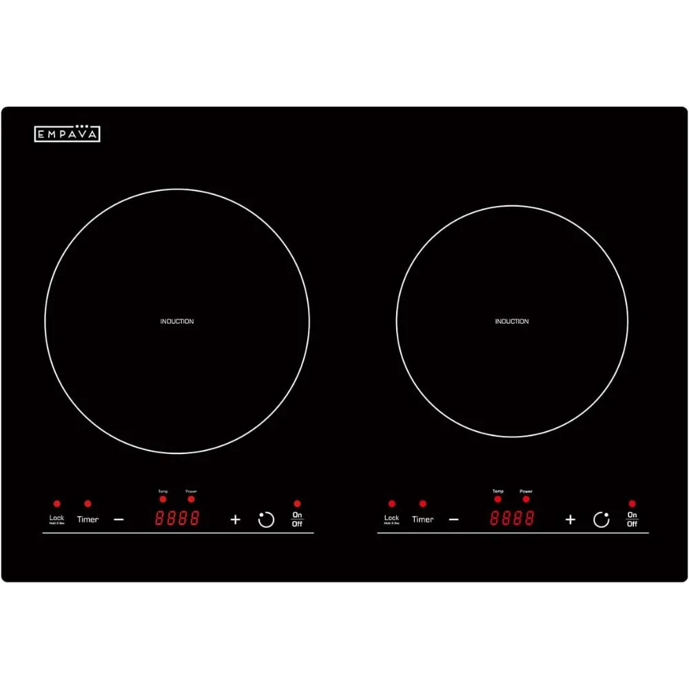 

Horizontal Electric Stove Induction Cooktop with 2 Burners in Black Vitro Ceramic Smooth Surface Glass, 12 Inch