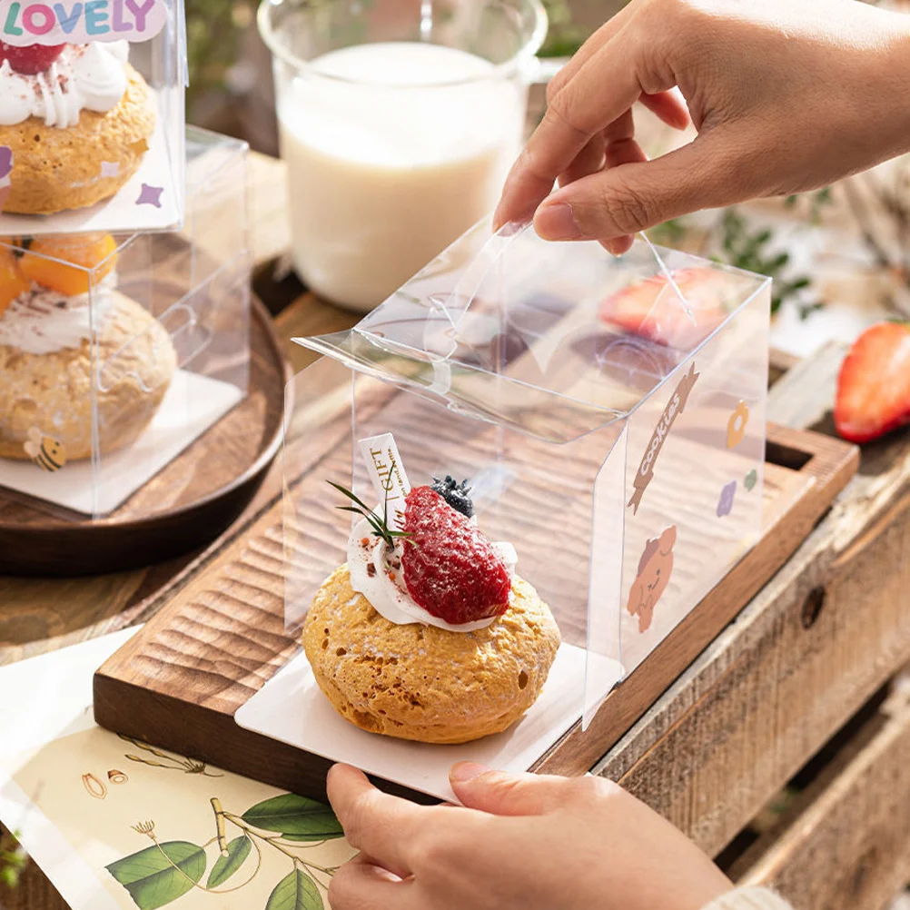 

10 шт., прозрачные коробки для торта, переноска для торта, портативная упаковка для свадьбы, дня рождения, пекарни, портативные коробки для выпечки