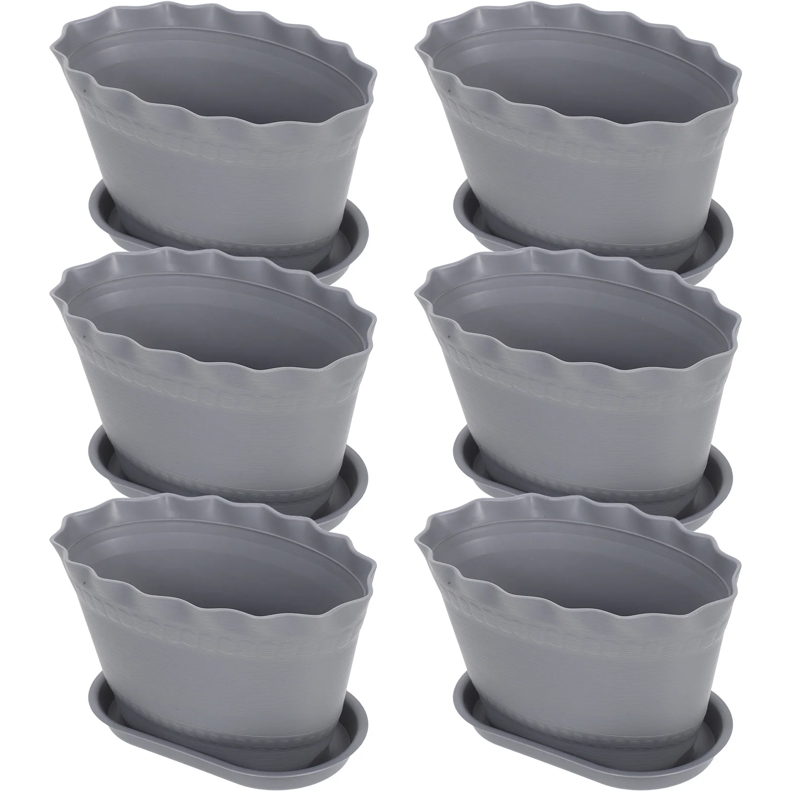 

6Pcs Plastic Flower Pots Drainage Holes Stackable Nursery Planters Indoor Outdoor Planting Small Plant Pots with Tray