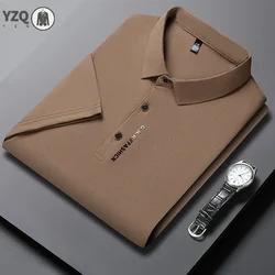2026 Summer New Men's Business Casual Solid Color Short Sleeved POLO Shirt Comfortable and Cool Fashion T-shirt