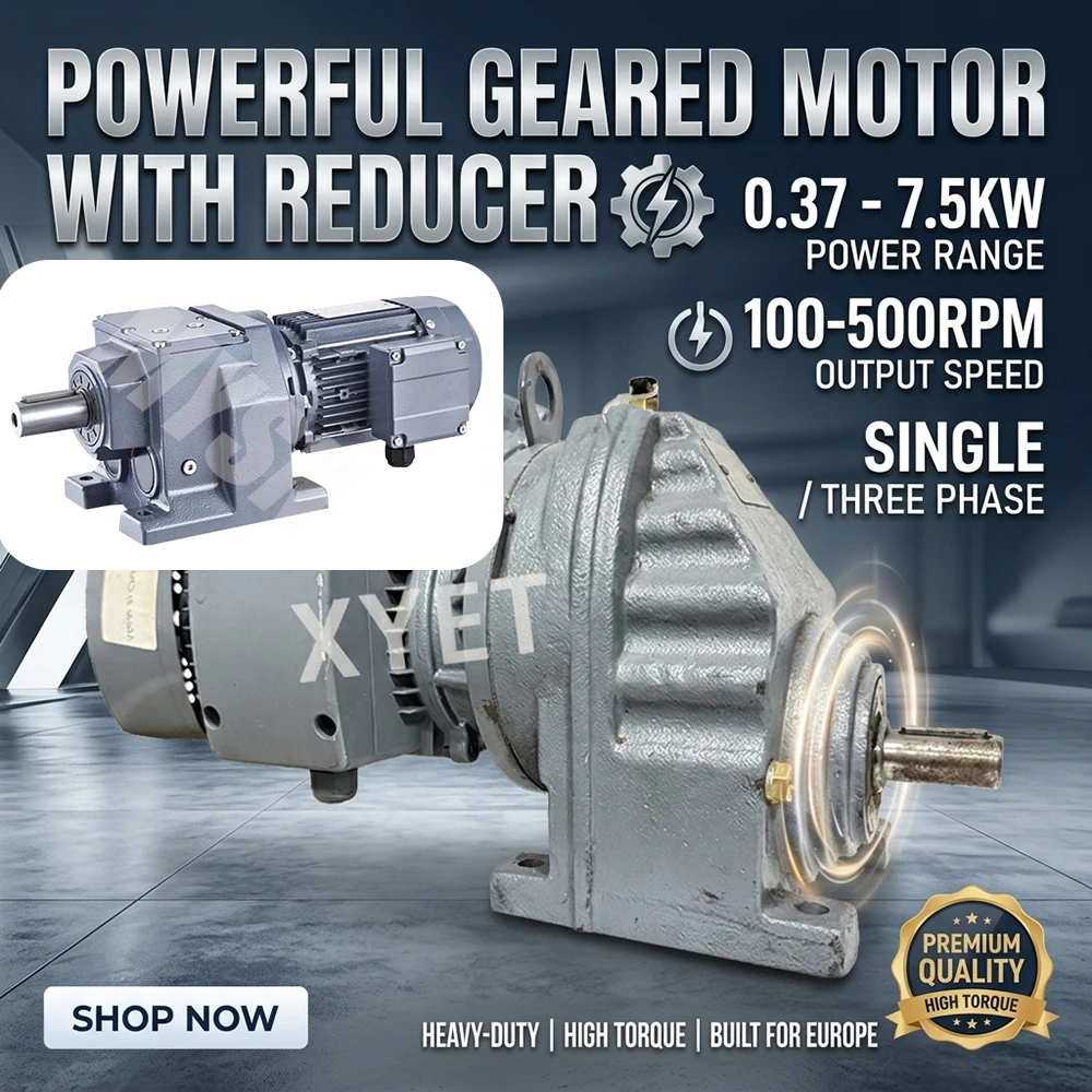 1100W 1500W Motor Reductor 2.2KW Cast Iron RF57 Inline Gear Units Motor Vertical Helical Speed Reducer with Gearbox Gear Reducer