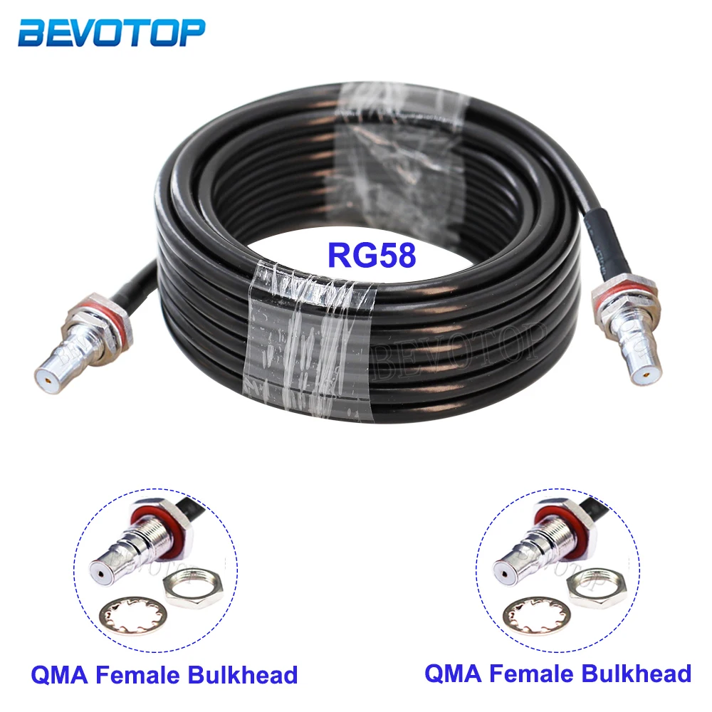 

RG58 QMA Cable QMA Male Plug to QMA Female Bulkhead Connector 50 Ohm Low Loss RG-58 RF Coaxial Cable Pigtail Jumper 10cm-30m