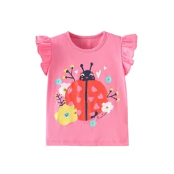 Jumping Meters 2-7T Flamingo Summer Girls T Shirts Sleeveless Hot Selling Kids Tees Tops Baby Costume Baby Shirts