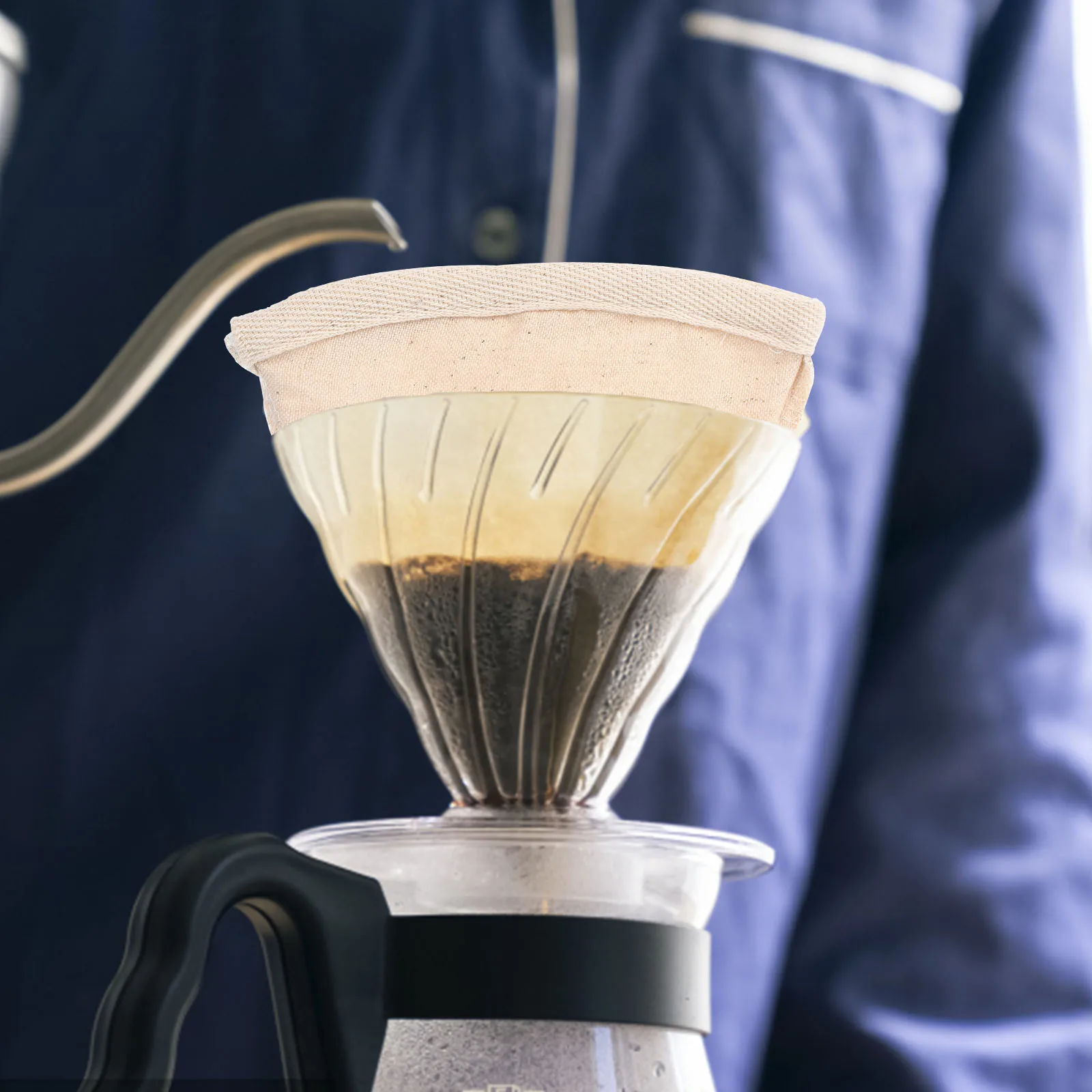 

2Pcs Reusable Cotton Coffee Filter Bag Portable Filter Pouch for Tea Coffee Brewing Easy Clean Foldable Storage