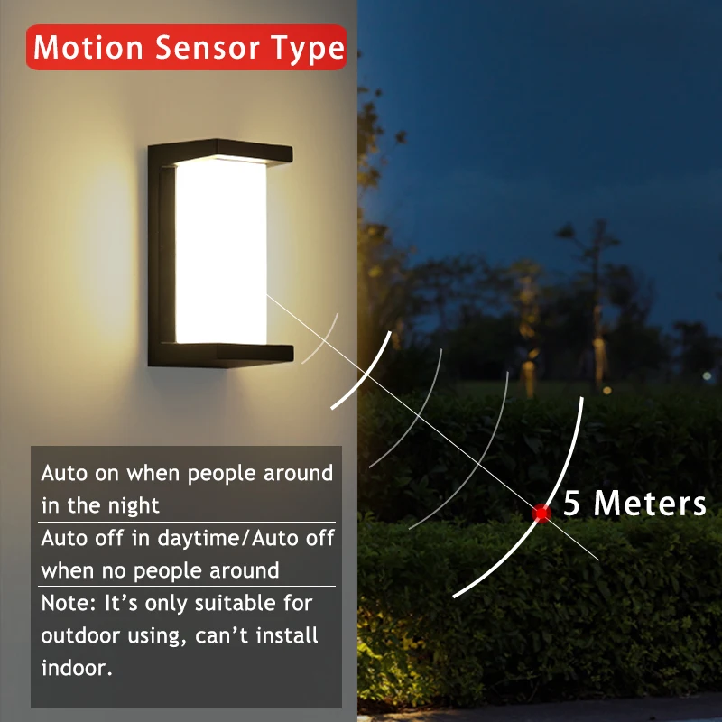 Joollysun applique da parete illuminazione per esterni lampada da balcone con sensore di movimento impermeabile IP65 applique da parete a LED