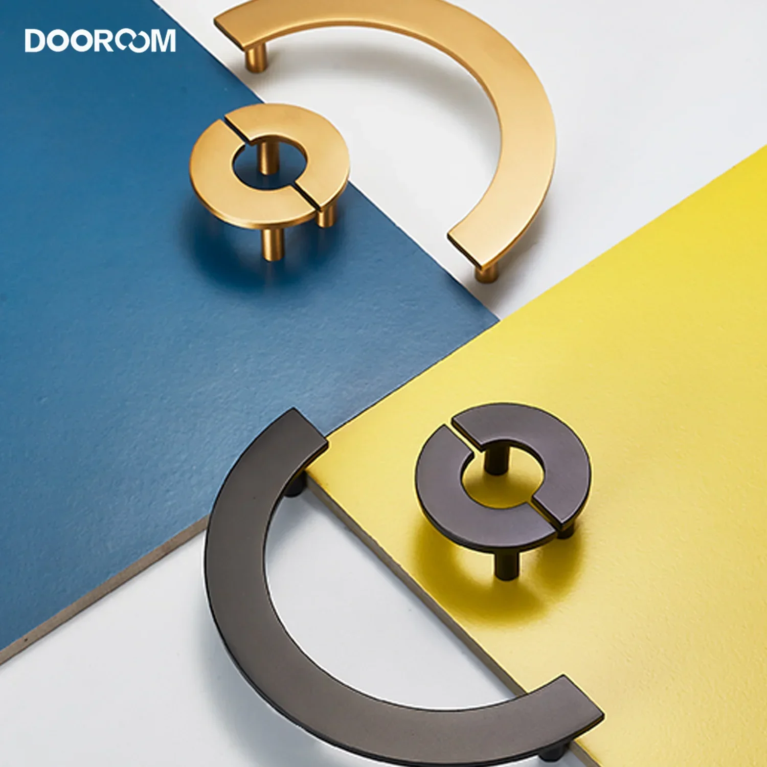 

DOOROOM Brass Furniture Handles Half Round Gold Black Nordic Drawer Knob Cupboard Wardrobe Pull Special Armario Handles