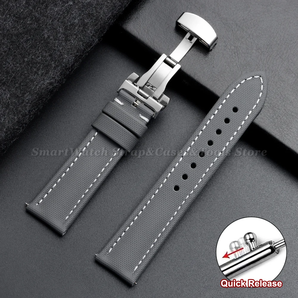 18/19/20/21/22mm Business Segeltuch-Uhrenarmband für Omega mit Schmetterlingsverschluss, Wasserdichtes Armband für Seiko mit Schnellverschluss – Detail 22