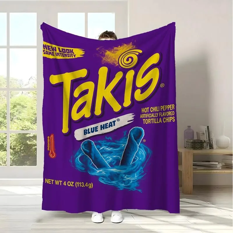 Manta temática Takis Blue Heat Tortilla Chips, acogedora manta polar suave para sala de estar, sofá, cama, hogar y ocio diario