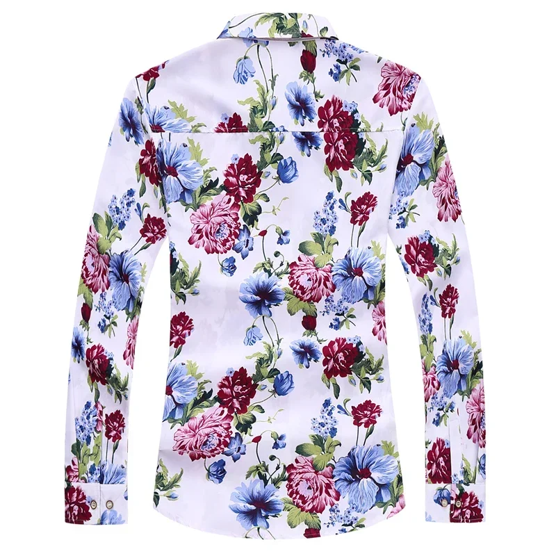 

2023 New Men Long Sleeved Floral Shirt Single Breasted Lapel Top Fashion Men's Dance Party Casual Shirts Large Size 7XL