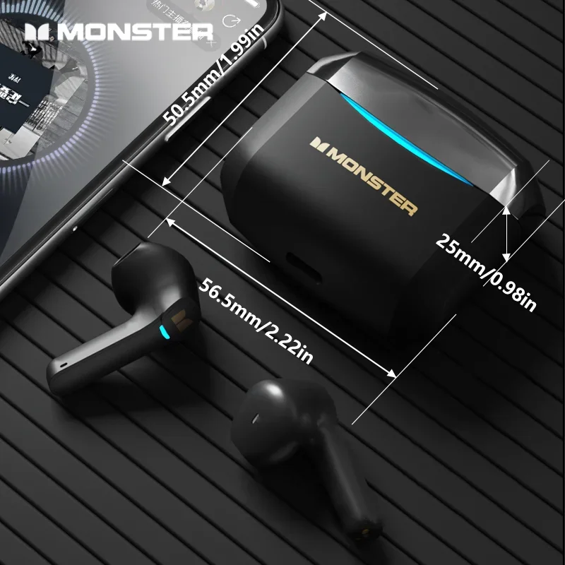 Monster GT06 TWS سماعات بلوتوث لاسلكية 450 مللي أمبير في الساعة سماعات أذن للألعاب طويلة العمر للحد من الضوضاء سماعات رأس رياضية خارجية مع ميكروفون