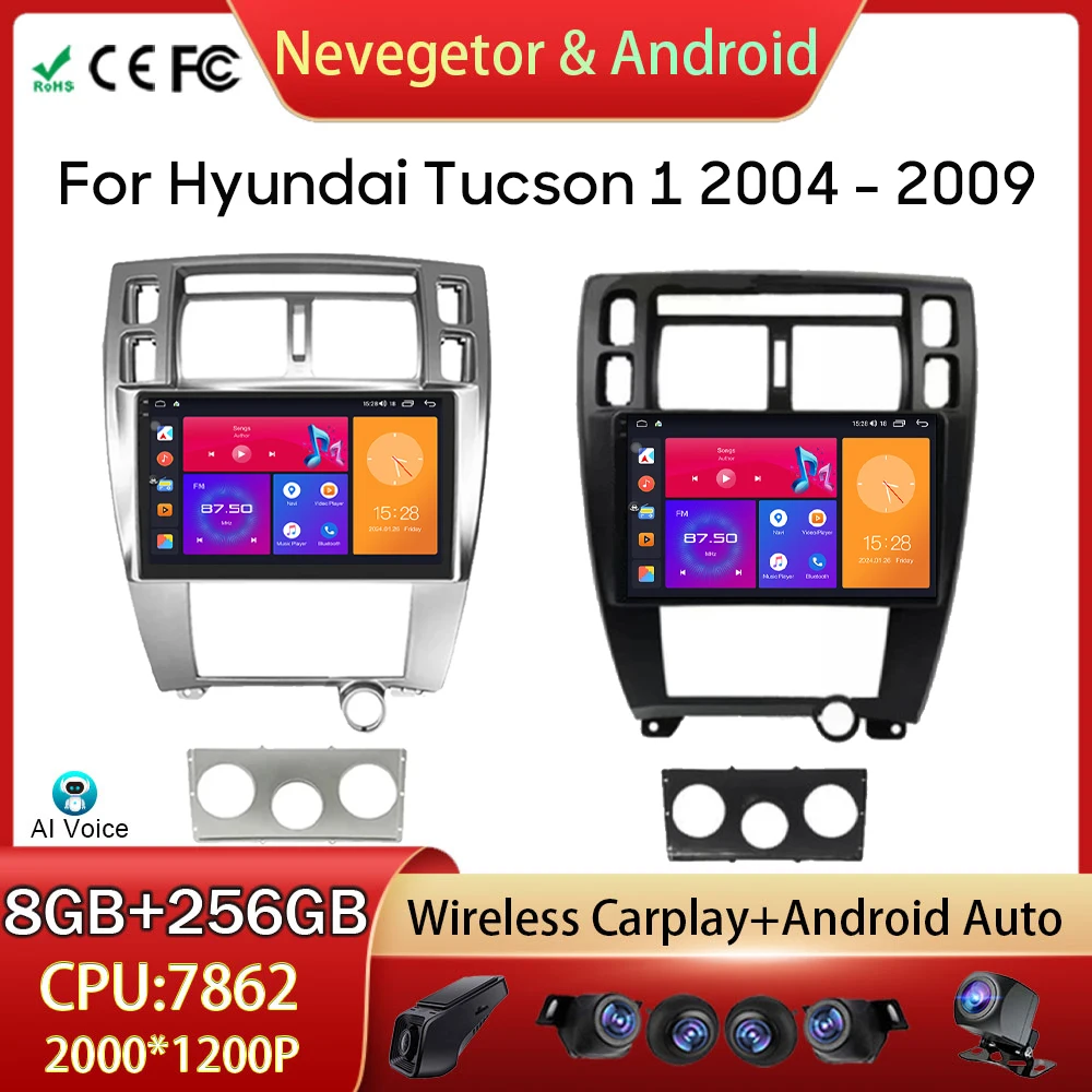 

For Hyundai Tucson 1 2004 - 2009 Car Radio Multimedia Video Player Android Auto Carplay GPS Navigation 5G WIFI DSP No 2din DVD