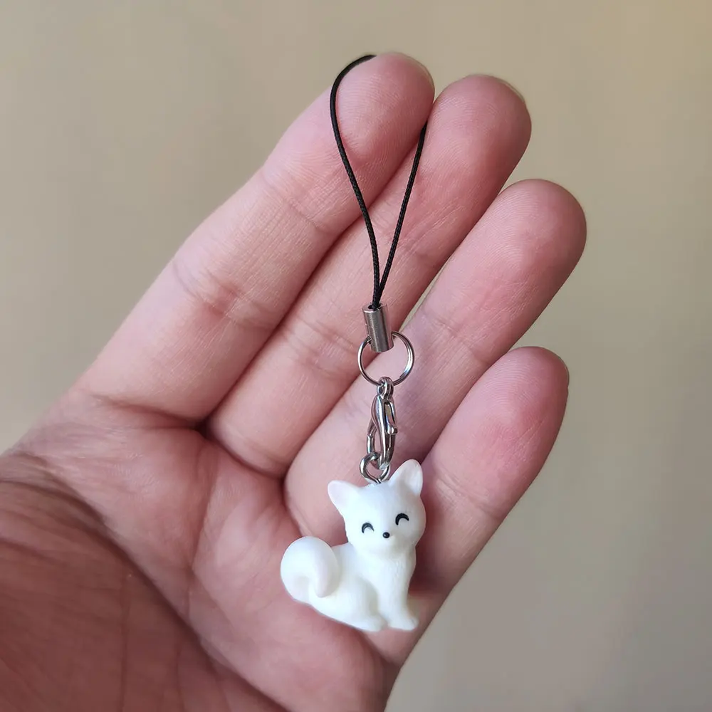 

1pc Cute Resin White Fox Phone Charm, Kawaii Animal Lanyard Strap, Mobile Phone Decorative Accessory Gifts