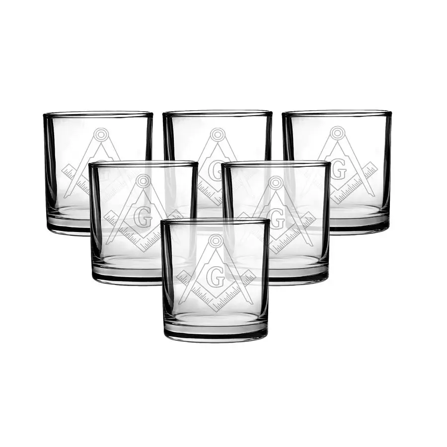 

Mason Masons Masonic Live Better Logo Символы 3D лазерная гравировка Скотч для виски Стеклянка 10,5 унций Набор из 6 шт.