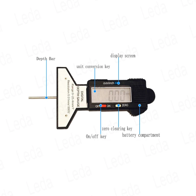 1Pcs Digital Display Electron Tire Depth Ruler 0-25MM High Tech Precise Measurement Of Measure The Tire Pattern Brake Shoe Wear