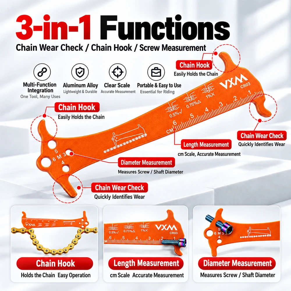 Bicycle Chain Wear Measurement Function, Mountain Road Testing, Tensile Caliper, Three-Stage Inspection and Maintenance Tool