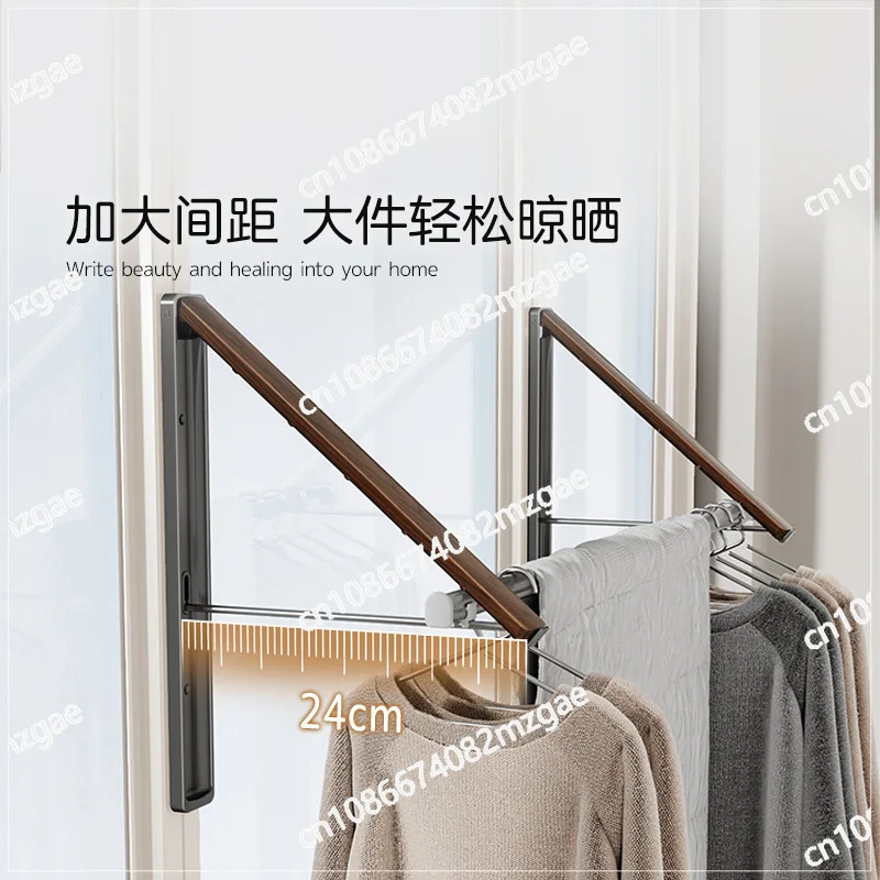 wall hanging drying rack, space aluminum balcony foldable invisible quilt drying artifact, indoor bay window hanging hanger