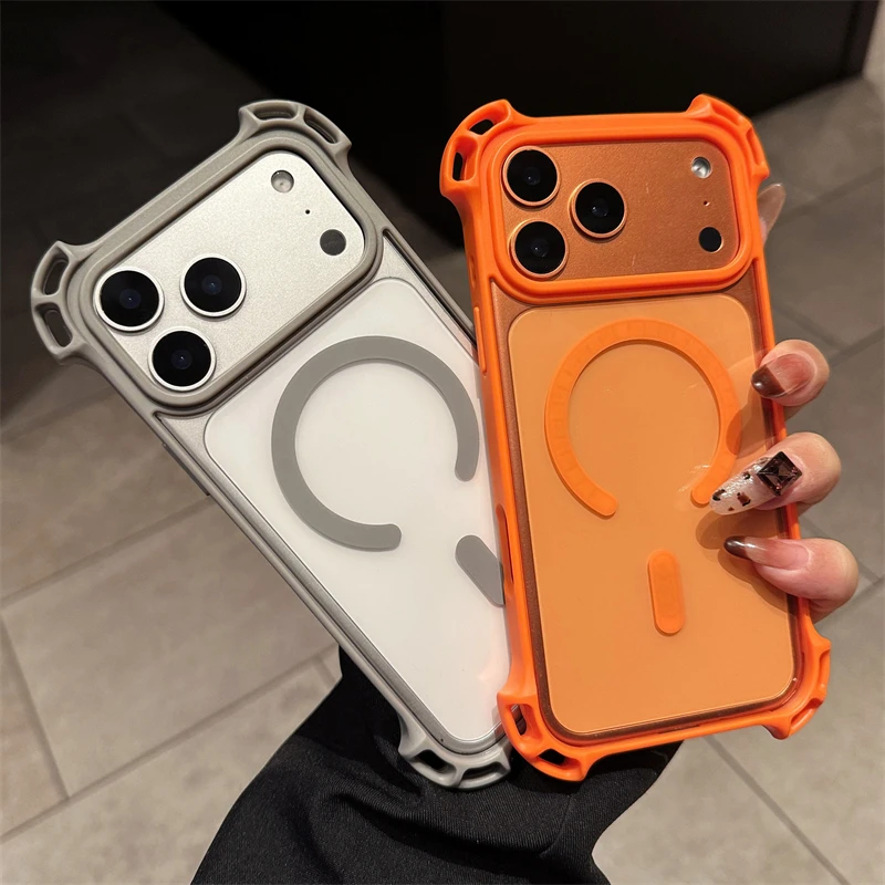 Four Corner Shockproof Bumper Magnetic Clear Case For iPhone 17 16 14 15 13 12 Pro Max Plus 11 For Magsafe Wireless Charge Cover