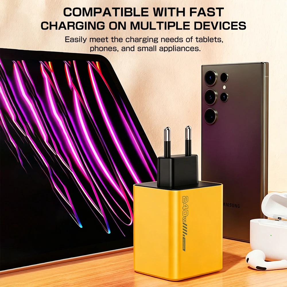 8 in 1 240W Desktop USB Phone Charger Type C Fast Charger 4PD 4USB For iPhone 18 17 Pro Samsung Xiaomi EU US Plug Power Adapter
