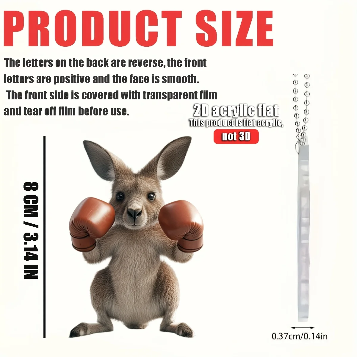 2D Boxing Kangaroo Keychain Fun Acrylic Hanging Ornament Car Pendant Decorations Creative Backpack Halloween Party Gift view 3
