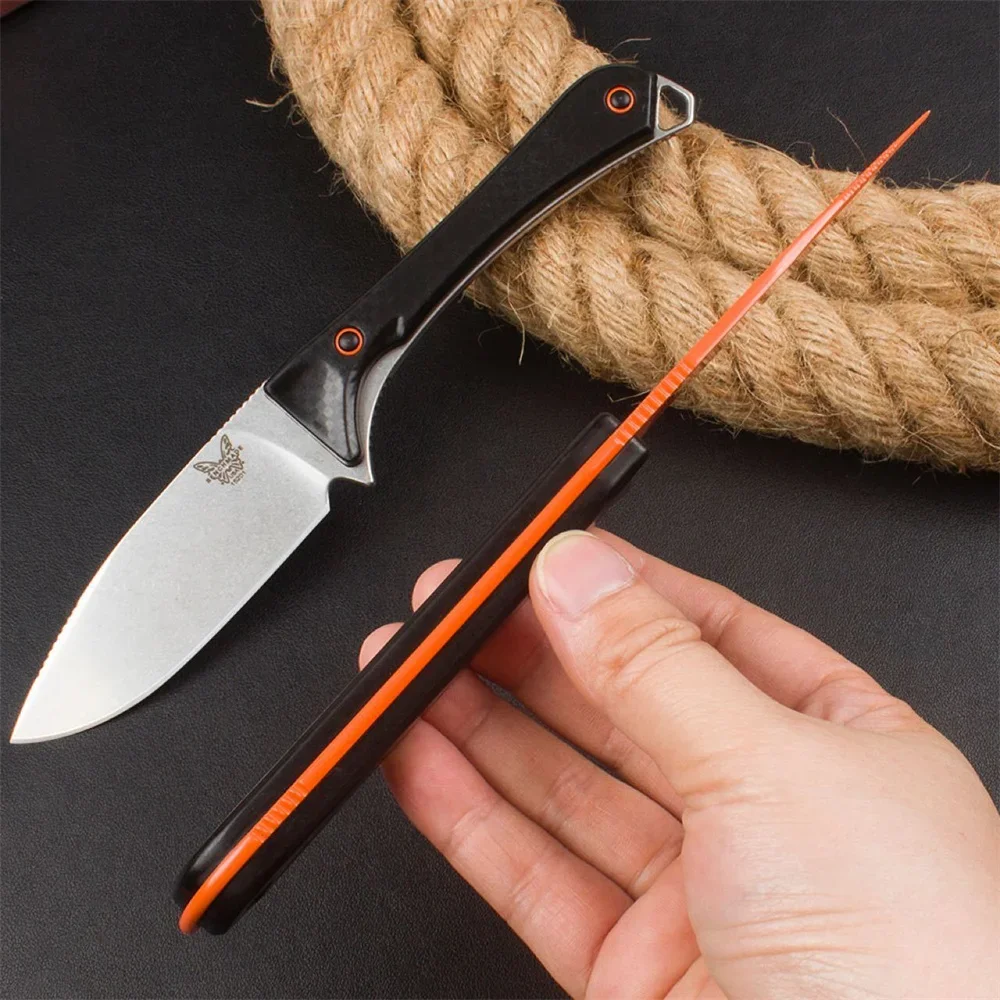 BM 15201 Fixed Blade Knife Drop Point D2 Blade Nylon Fiber Handle With Sheath EDC Multi Utility Camping Survival Durable Knife