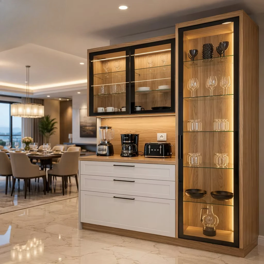 Modern Stainless Steel Corner Wine Cabinet Storage Customizable Size Waterproof Corrosion Resistant Multifunction Eco-Friendly
