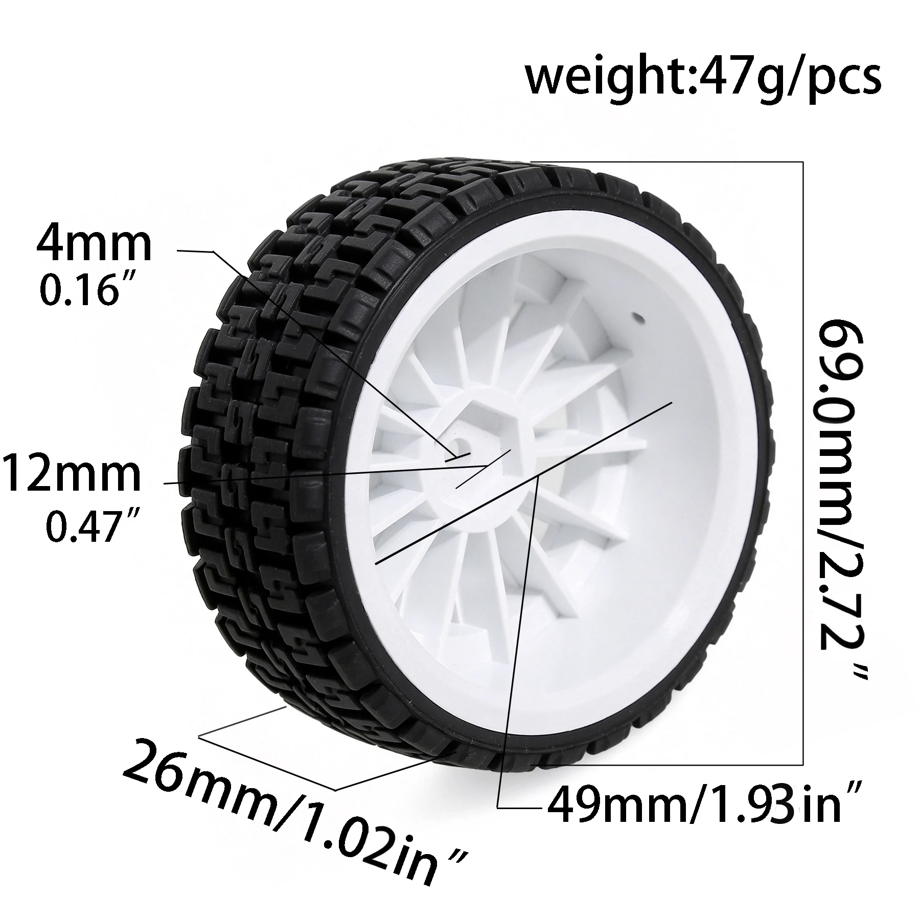 1/10 RC Rally Racing Tires 69mm Tyres 12mm Hex for 1:10 On Road Drift Touring Car MJX Tamiya TT02 TT01 XV02 HPI TA06 KYOSHO PTG2
