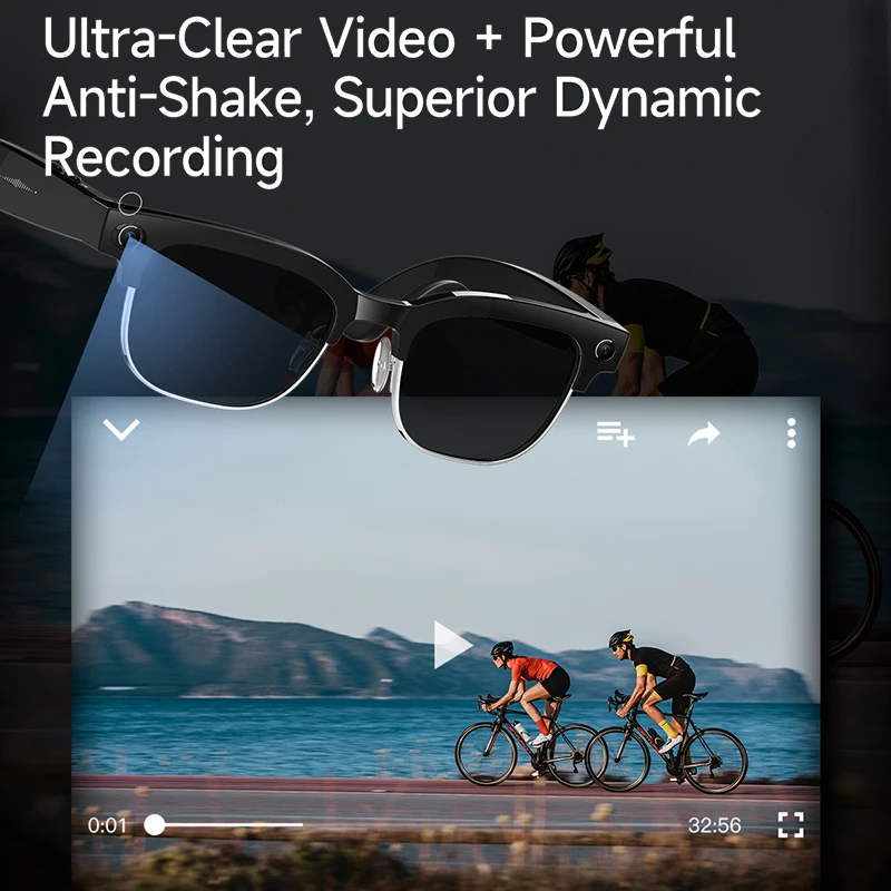 جديد AI النظارات الذكية 800 واط بكسل كاميرا بلوتوث دعوة صوت مساعد النظارات الشمسية مشغل موسيقى ترجمة 6K نظارات الضوء المضادة للبلو