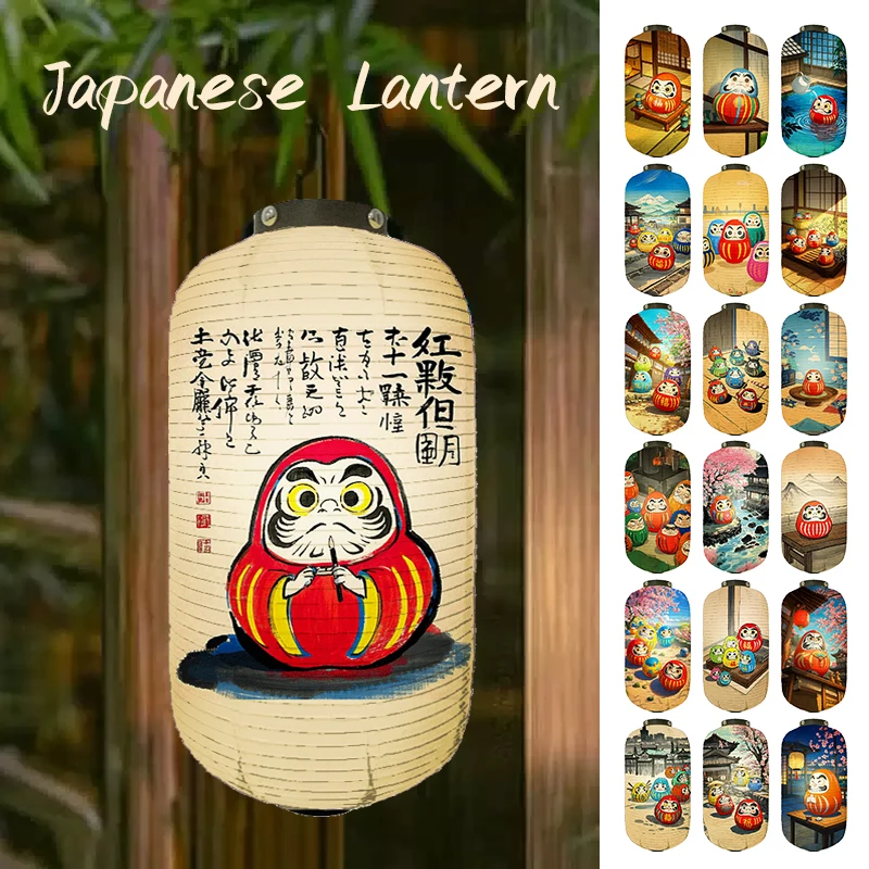 

Creative Japanese Damo Tumbler Printed Lantern Sashimi Sushi Izakaya Pub Bistro Restaurant Decor Festival Chandelier Lampshade
