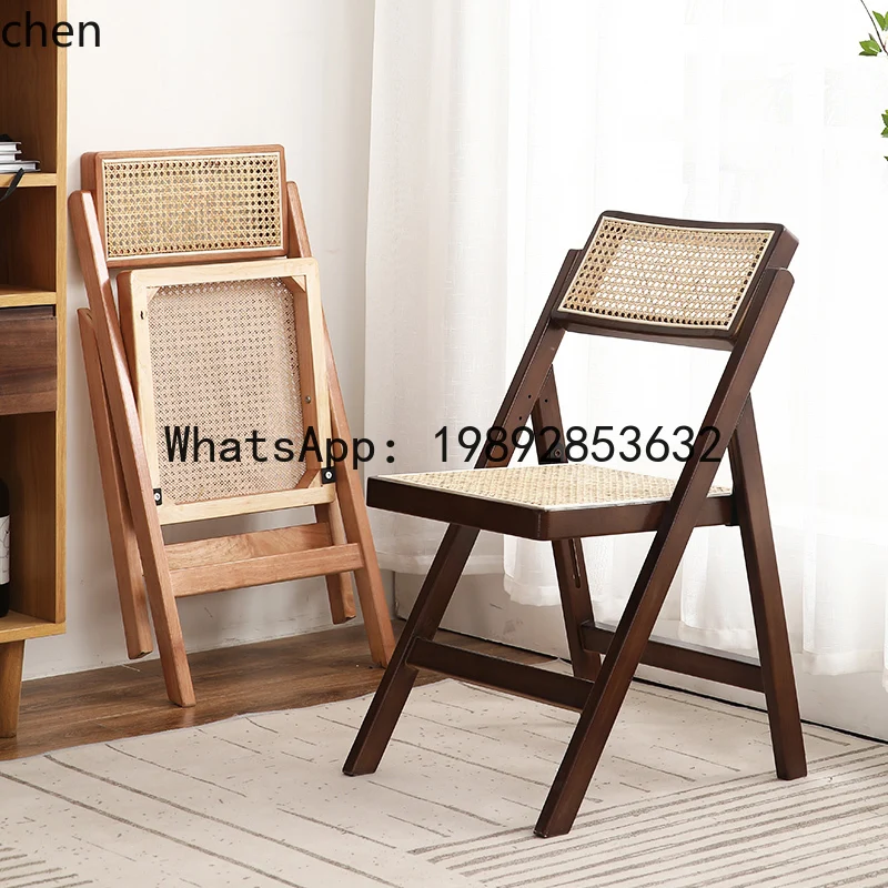 H2  leisure famous hotel retro foldable rattan medieval chair solid wood backrest dining chair